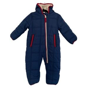 Free Country Baby Quilted Hooded Bunting Snowsuit 18 Mo Sherpa Fleece Warm Navy